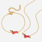 Stainless Steel Oil-Dripping Puppy Bracelet Womens High-End Necklace Light Luxury | Orazek UK Ltd