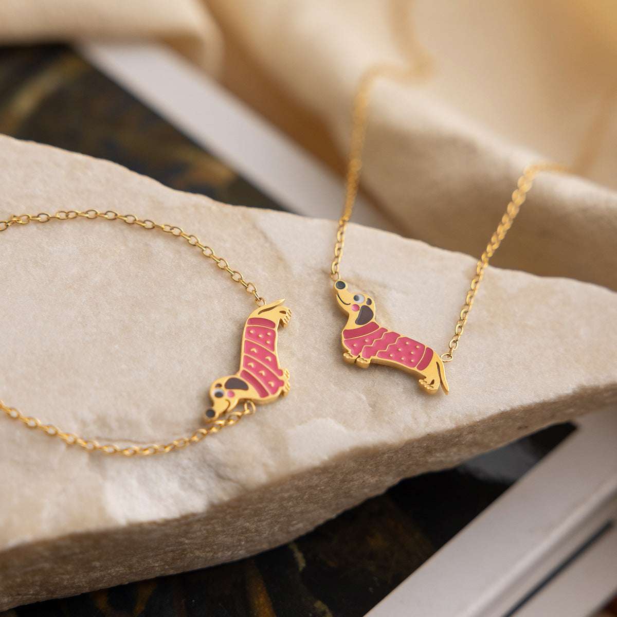 Stainless Steel Oil-Dripping Puppy Bracelet Womens High-End Necklace Light Luxury | Orazek UK Ltd