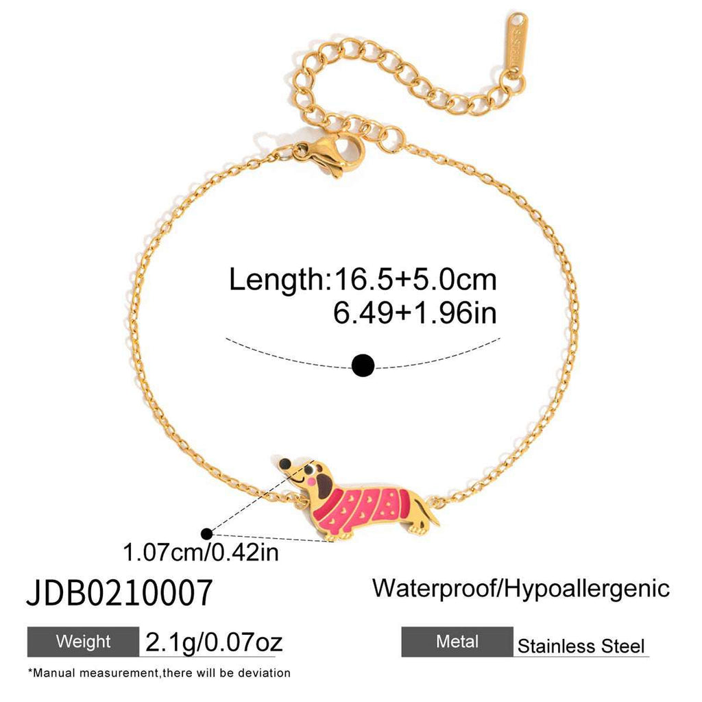 Stainless Steel Oil-Dripping Puppy Bracelet Womens High-End Necklace Light Luxury | Orazek UK Ltd