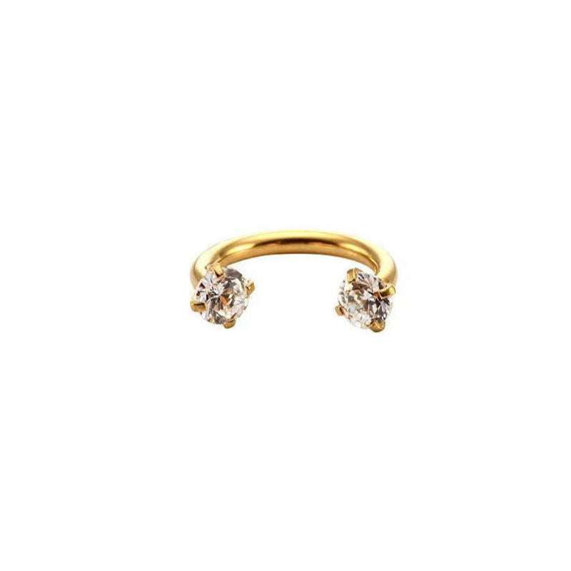 Stainless Steel Piercing Ornaments Round Double Zircon Nose Ring U-shaped Nose Ring | Orazek UK Ltd