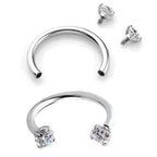 Stainless Steel Piercing Ornaments Round Double Zircon Nose Ring U-shaped Nose Ring | Orazek UK Ltd