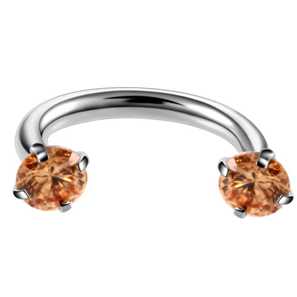 Stainless Steel Piercing Ornaments Round Double Zircon Nose Ring U-shaped Nose Ring Orazek UK Ltd