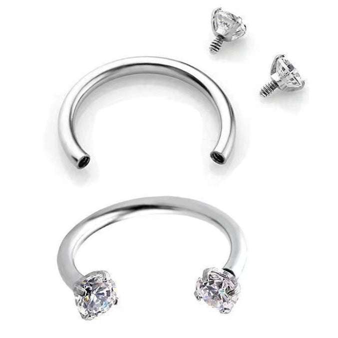 Stainless Steel Piercing Ornaments Round Double Zircon Nose Ring U-shaped Nose Ring Orazek UK Ltd