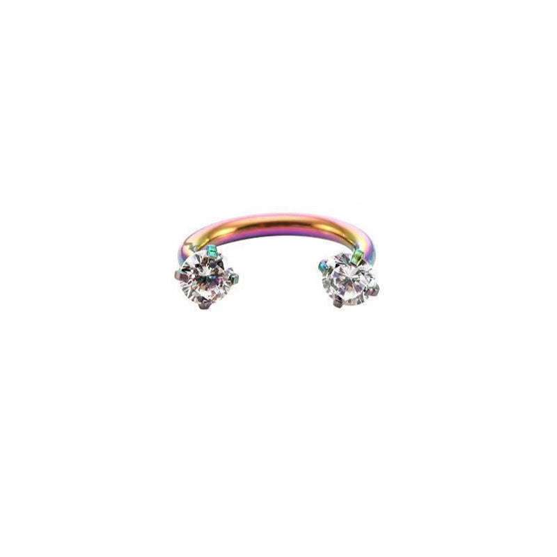 Stainless Steel Piercing Ornaments Round Double Zircon Nose Ring U-shaped Nose Ring Orazek UK Ltd