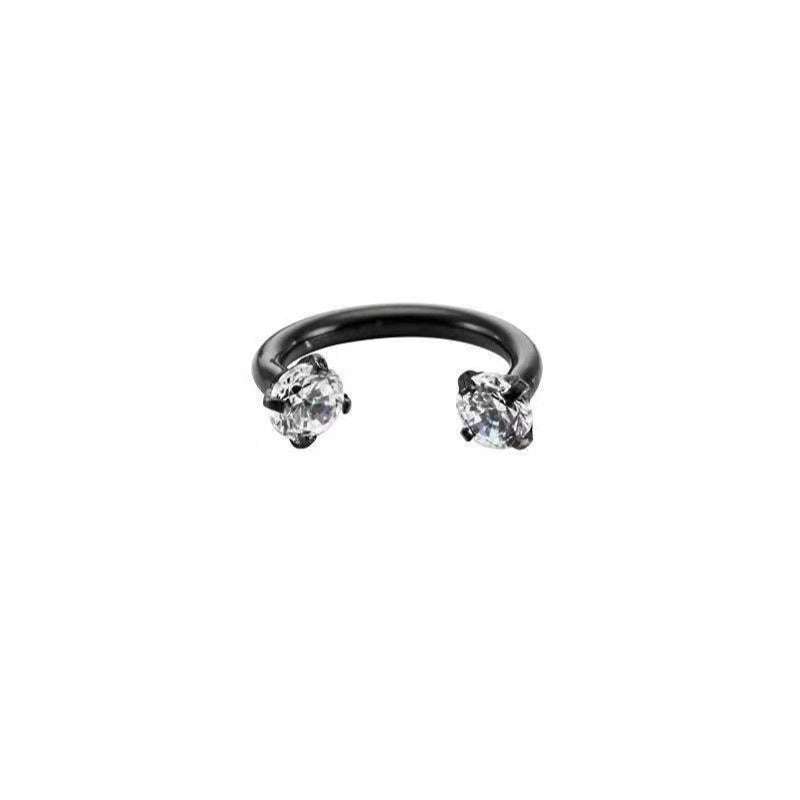 Stainless Steel Piercing Ornaments Round Double Zircon Nose Ring U-shaped Nose Ring Orazek UK Ltd