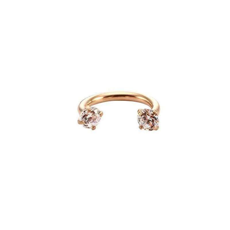 Stainless Steel Piercing Ornaments Round Double Zircon Nose Ring U-shaped Nose Ring Orazek UK Ltd