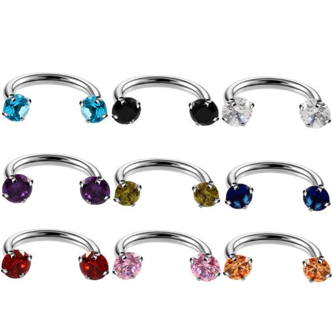 Stainless Steel Piercing Ornaments Round Double Zircon Nose Ring U-shaped Nose Ring Orazek UK Ltd