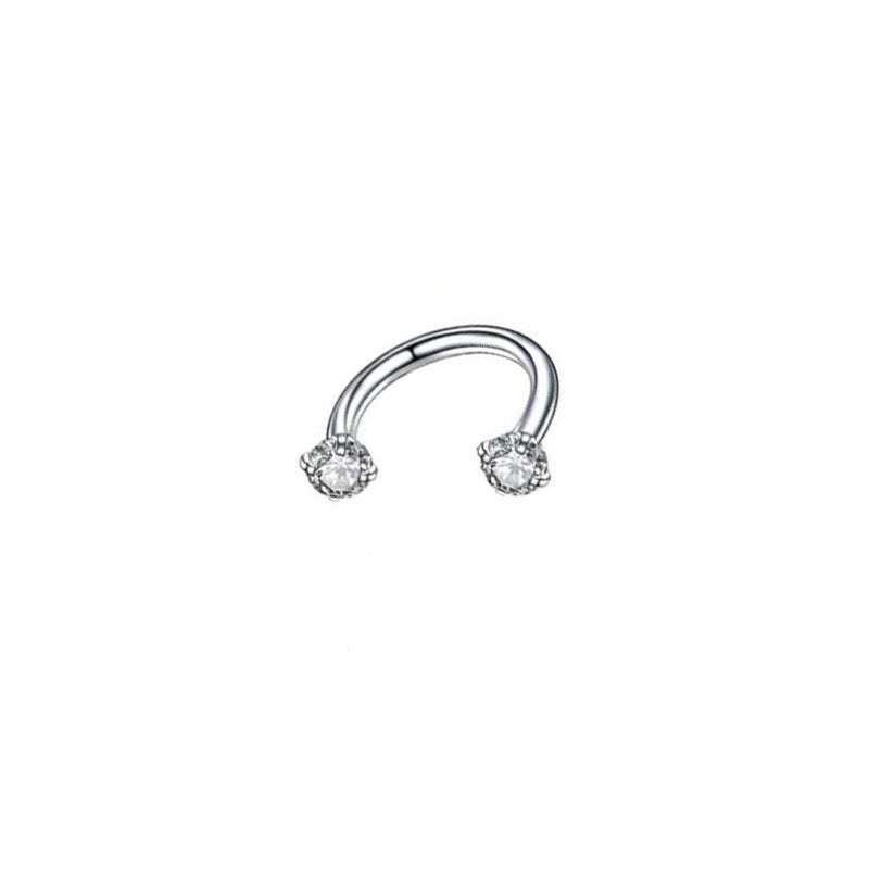 Stainless Steel Piercing Ornaments Round Double Zircon Nose Ring U-shaped Nose Ring Orazek UK Ltd