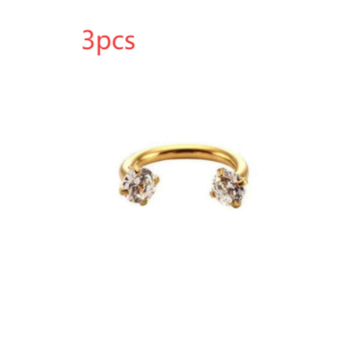 Stainless Steel Piercing Ornaments Round Double Zircon Nose Ring U-shaped Nose Ring Orazek UK Ltd