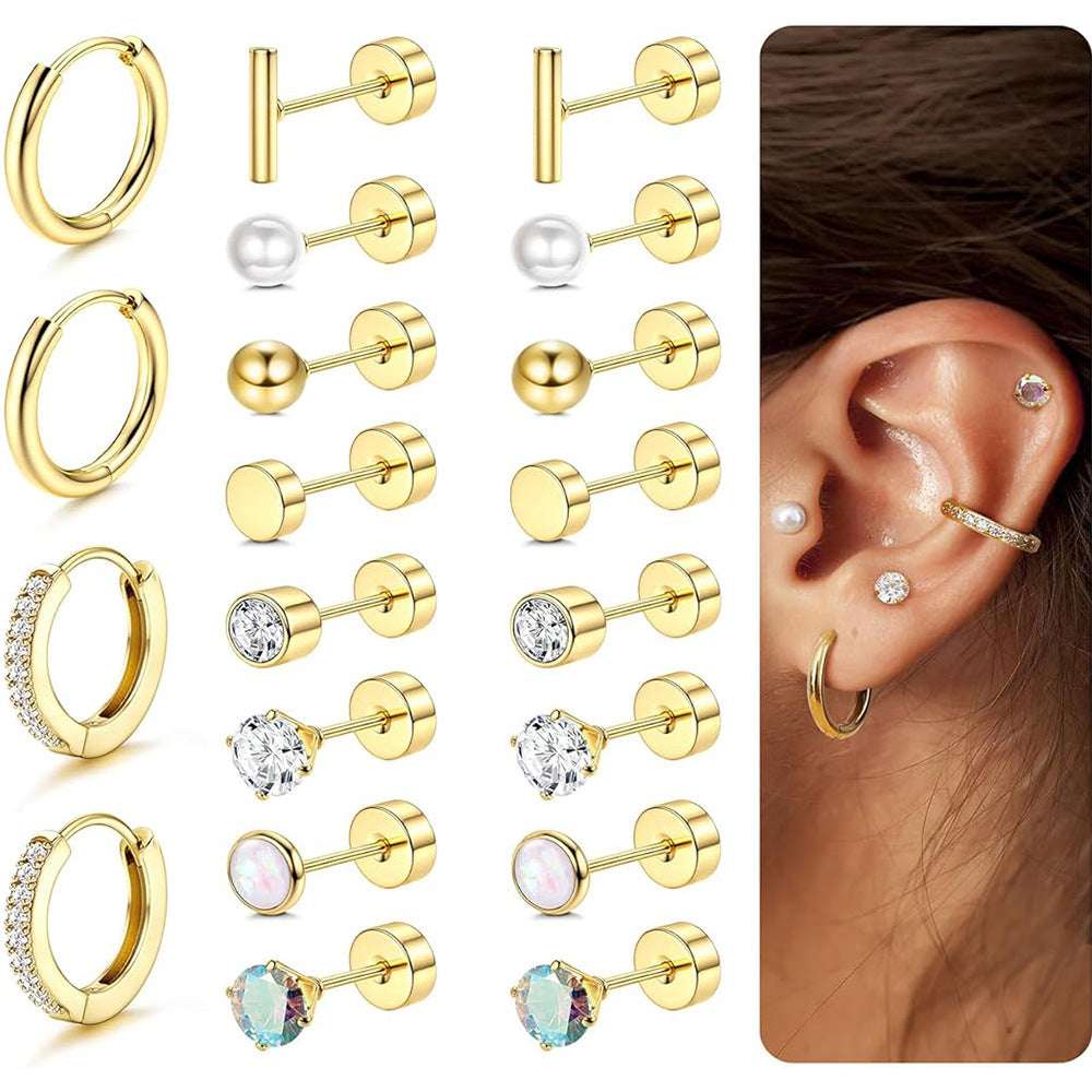 Stainless Steel Round Zircon Earring Set | Orazek UK Ltd