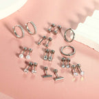 Stainless Steel Round Zircon Earring Set | Orazek UK Ltd