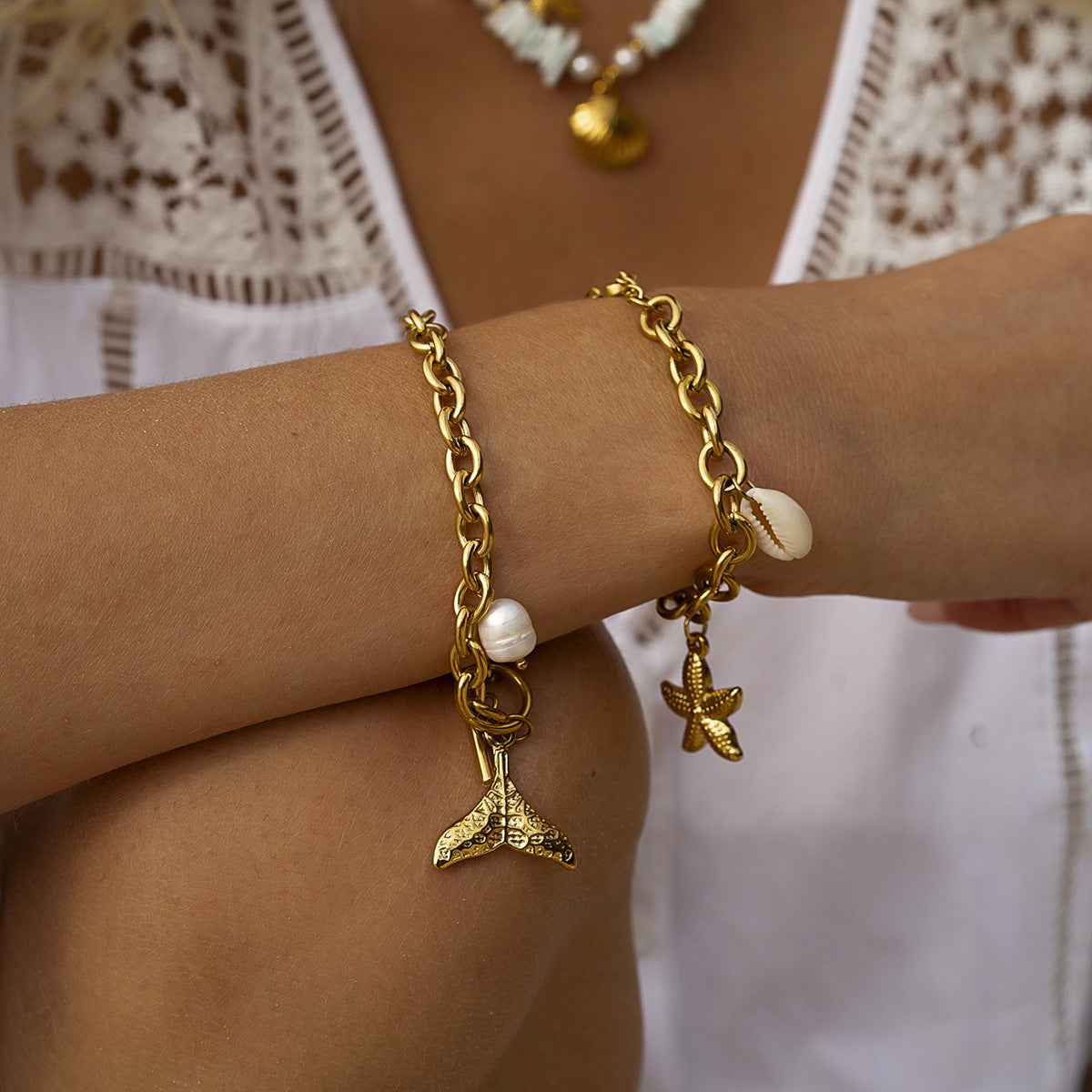 Stainless Steel Starfish Shell Conch Bracelet For Women Fashion Beach Bracelets Birthday Jewelry Gifts | Orazek UK Ltd