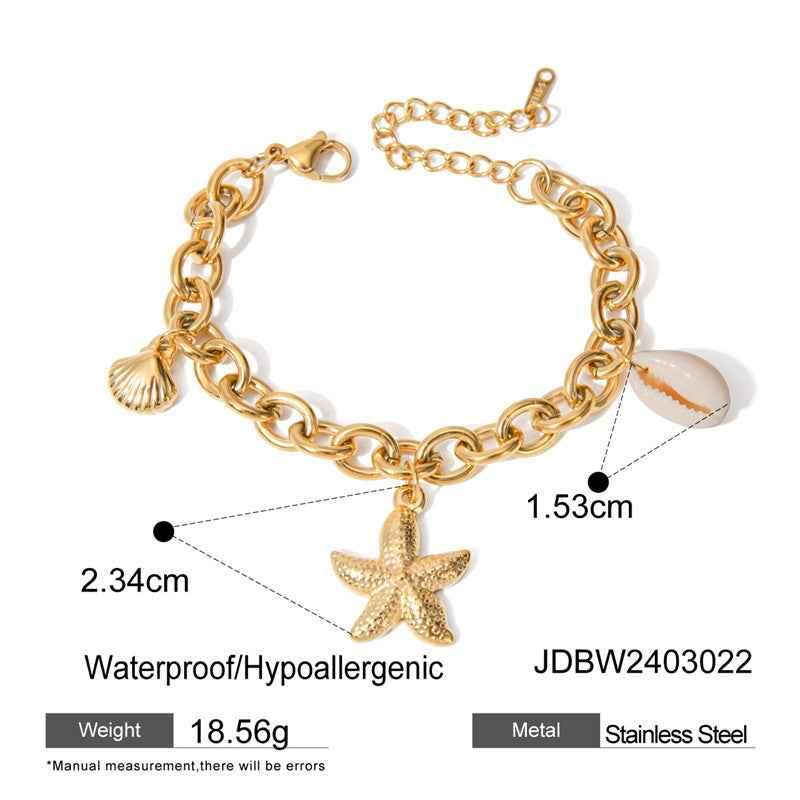Stainless Steel Starfish Shell Conch Bracelet For Women Fashion Beach Bracelets Birthday Jewelry Gifts | Orazek UK Ltd