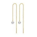 Stainless steel tassel pearl earring threading earrings | Orazek UK Ltd