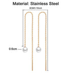 Stainless steel tassel pearl earring threading earrings | Orazek UK Ltd