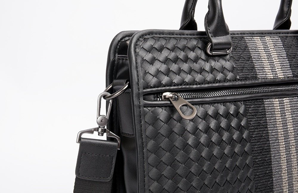 Stitching Woven Business Casual Briefcase Men's Shoulder Crossbody Computer Bag | Orazek UK Ltd
