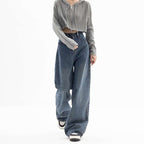 Straight Tube Loose Wide Leg Pants Blue Jeans Woman | Orazek UK Ltd