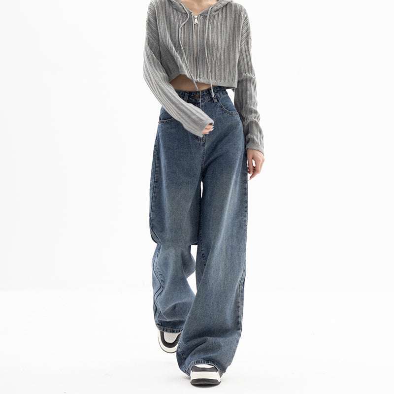 Straight Tube Loose Wide Leg Pants Blue Jeans Woman | Orazek UK Ltd