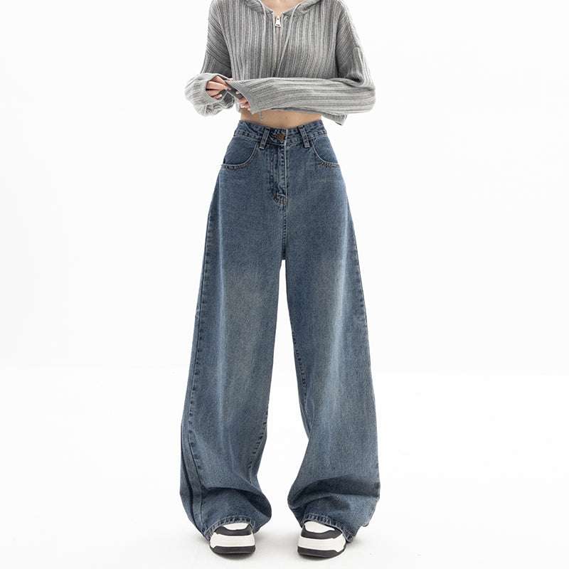 Straight Tube Loose Wide Leg Pants Blue Jeans Woman | Orazek UK Ltd