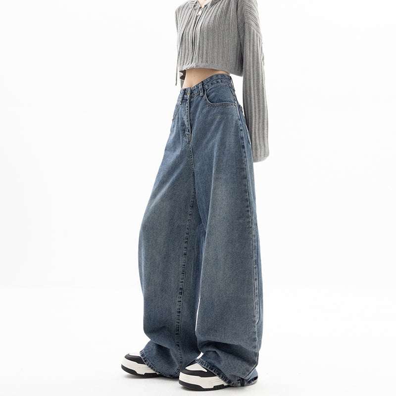 Straight Tube Loose Wide Leg Pants Blue Jeans Woman | Orazek UK Ltd