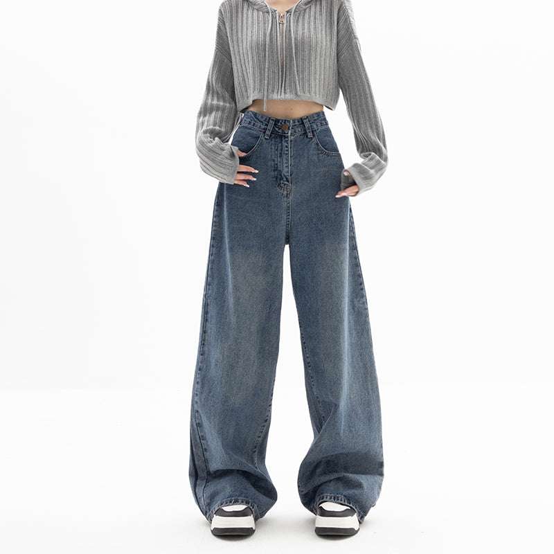 Straight Tube Loose Wide Leg Pants Blue Jeans Woman | Orazek UK Ltd