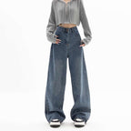 Straight Tube Loose Wide Leg Pants Blue Jeans Woman | Orazek UK Ltd