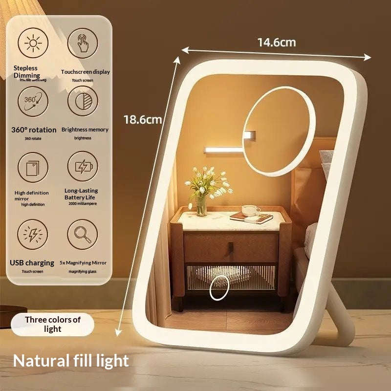 Student Dormitory Fill-light Desktop Vanity Mirror With Charging Function | Orazek UK Ltd