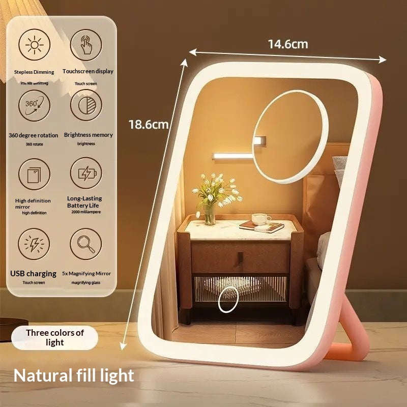 Student Dormitory Fill-light Desktop Vanity Mirror With Charging Function | Orazek UK Ltd