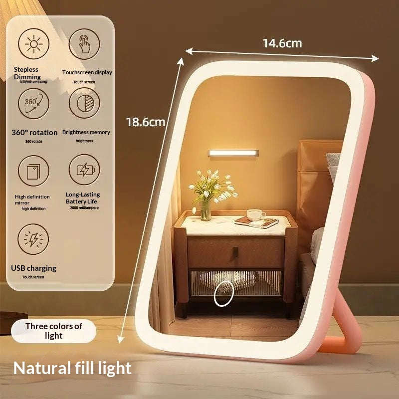 Student Dormitory Fill-light Desktop Vanity Mirror With Charging Function Orazek UK Ltd