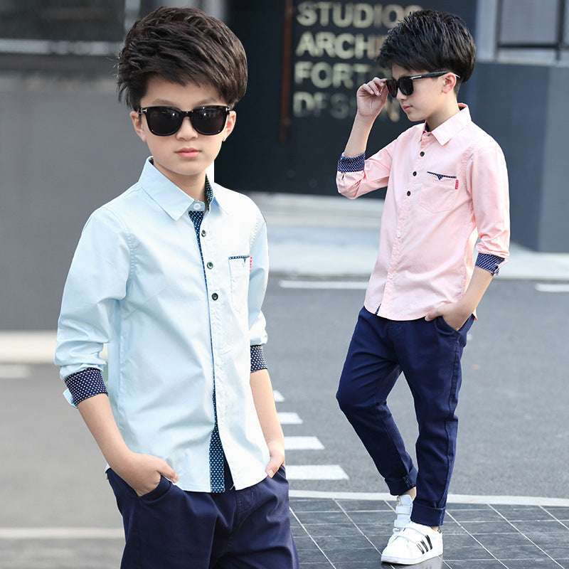 Student Spring And Autumn Trendy Fan Lapel Polka Dot Shirt | Orazek UK Ltd