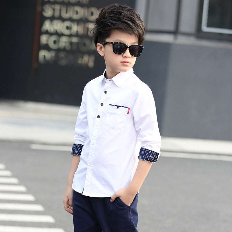Student Spring And Autumn Trendy Fan Lapel Polka Dot Shirt Orazek UK Ltd