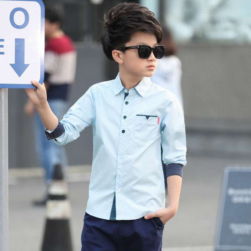Student Spring And Autumn Trendy Fan Lapel Polka Dot Shirt Orazek UK Ltd
