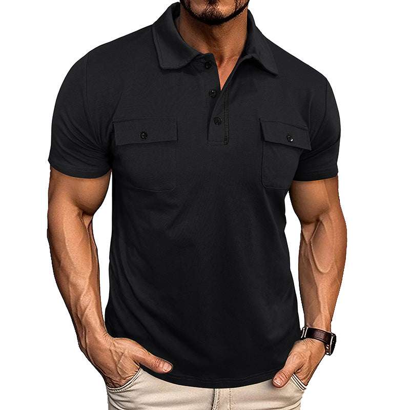 Summer Lapel Button Polo Shirt With Pockets Outdoor Fashion Short Sleeve Tops For Men Clothing | Orazek UK Ltd