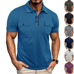 Summer Lapel Button Polo Shirt With Pockets Outdoor Fashion Short Sleeve Tops For Men Clothing | Orazek UK Ltd