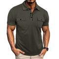 Summer Lapel Button Polo Shirt With Pockets Outdoor Fashion Short Sleeve Tops For Men Clothing | Orazek UK Ltd