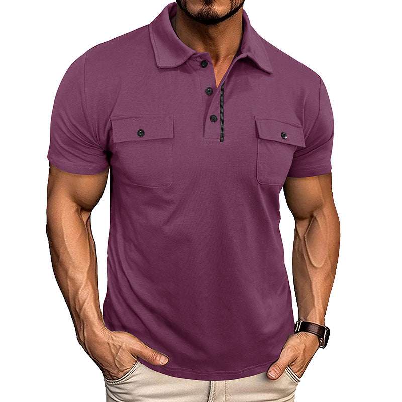 Summer Lapel Button Polo Shirt With Pockets Outdoor Fashion Short Sleeve Tops For Men Clothing | Orazek UK Ltd