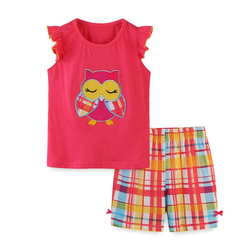 Summer New Products Girls Cotton Cartoon Suit | Orazek UK Ltd