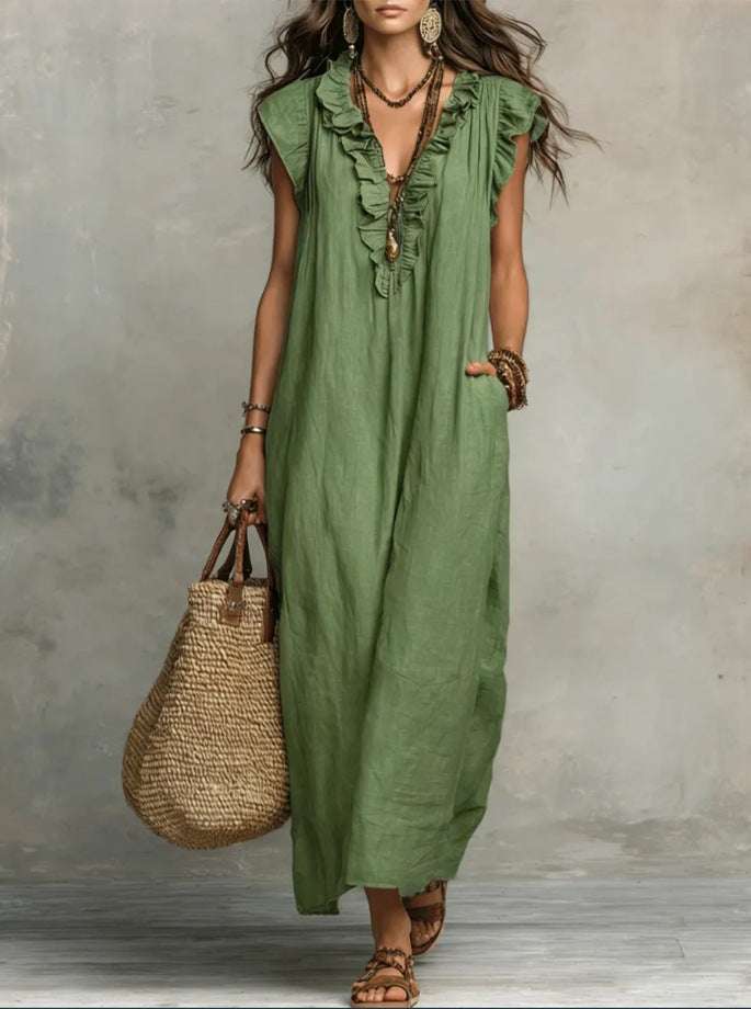 Summer Ruffle Dress With Pockets Women's Spring Elegant Casual Sleeveless A-Line Shift Dresses Orazek UK Ltd