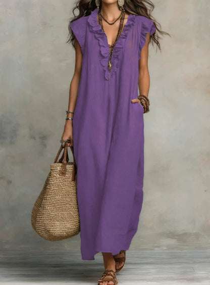 Summer Ruffle Dress With Pockets Women's Spring Elegant Casual Sleeveless A-Line Shift Dresses Orazek UK Ltd