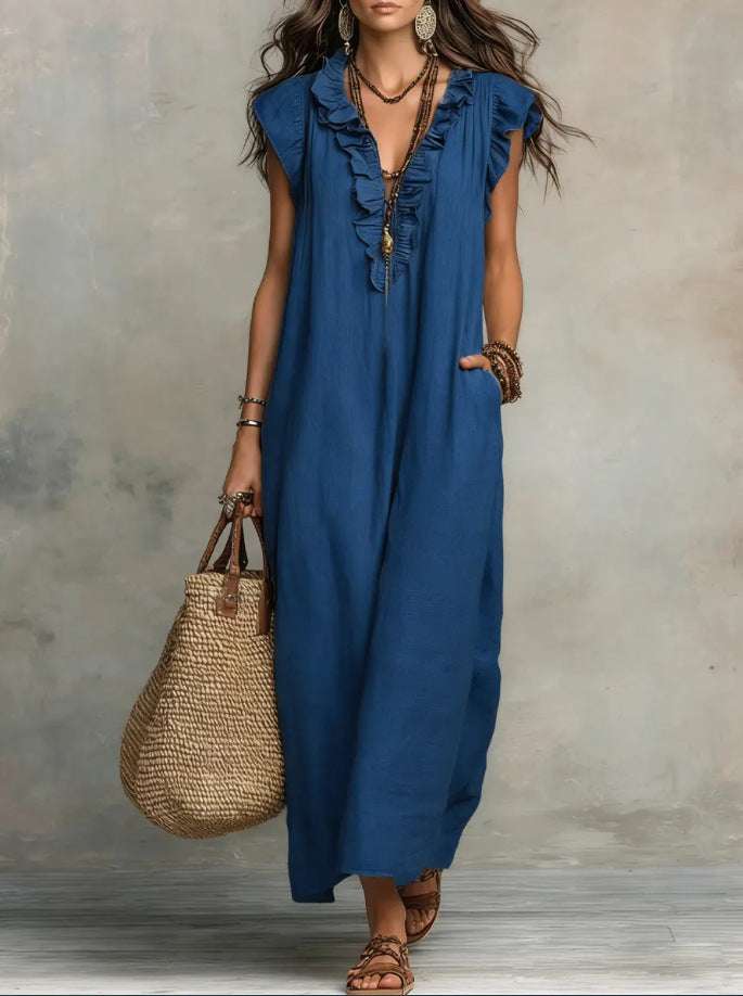 Summer Ruffle Dress With Pockets Women's Spring Elegant Casual Sleeveless A-Line Shift Dresses Orazek UK Ltd