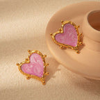 Sweet Magic Purple Love Stainless Steel Retro Fashion Ear Studs Girl Beautiful Love Jewelry Earrings For Women | Orazek UK Ltd