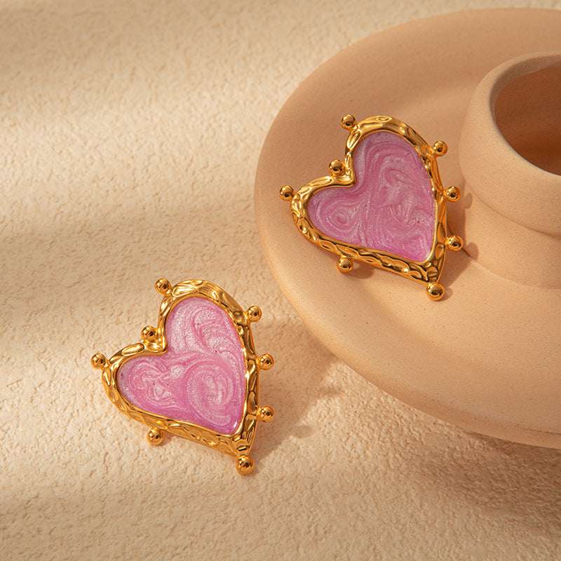 Sweet Magic Purple Love Stainless Steel Retro Fashion Ear Studs Girl Beautiful Love Jewelry Earrings For Women | Orazek UK Ltd