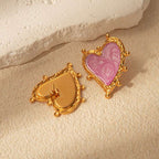 Sweet Magic Purple Love Stainless Steel Retro Fashion Ear Studs Girl Beautiful Love Jewelry Earrings For Women | Orazek UK Ltd