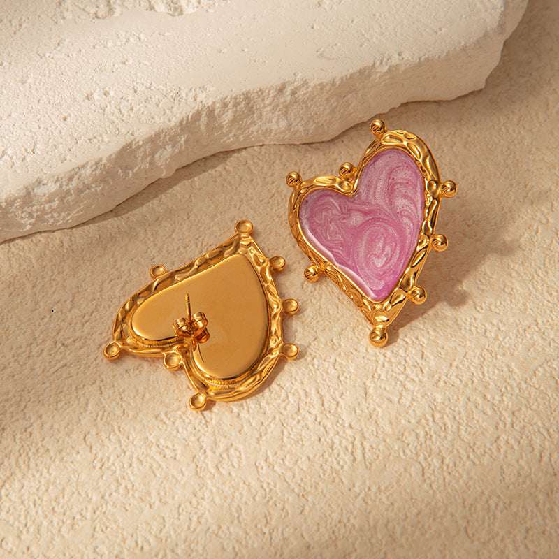 Sweet Magic Purple Love Stainless Steel Retro Fashion Ear Studs Girl Beautiful Love Jewelry Earrings For Women | Orazek UK Ltd