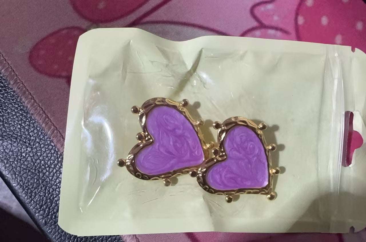 Sweet Magic Purple Love Stainless Steel Retro Fashion Ear Studs Girl Beautiful Love Jewelry Earrings For Women | Orazek UK Ltd