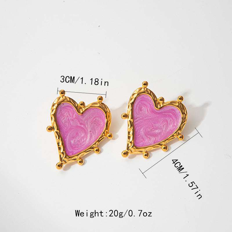 Sweet Magic Purple Love Stainless Steel Retro Fashion Ear Studs Girl Beautiful Love Jewelry Earrings For Women | Orazek UK Ltd