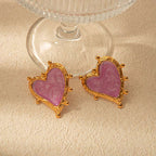 Sweet Magic Purple Love Stainless Steel Retro Fashion Ear Studs Girl Beautiful Love Jewelry Earrings For Women | Orazek UK Ltd