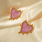 Sweet Magic Purple Love Stainless Steel Retro Fashion Ear Studs Girl Beautiful Love Jewelry Earrings For Women | Orazek UK Ltd