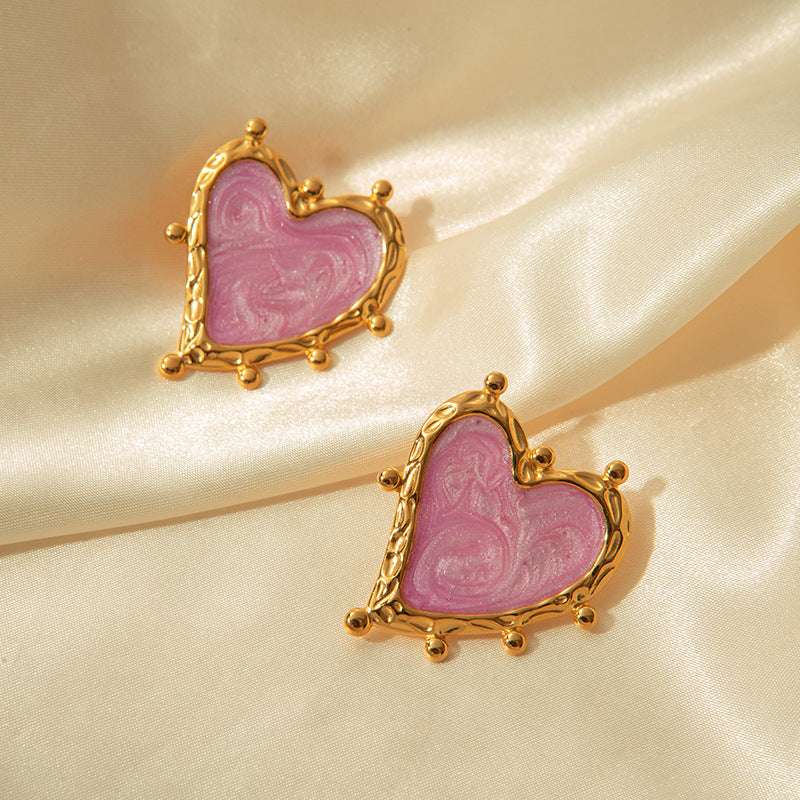 Sweet Magic Purple Love Stainless Steel Retro Fashion Ear Studs Girl Beautiful Love Jewelry Earrings For Women | Orazek UK Ltd