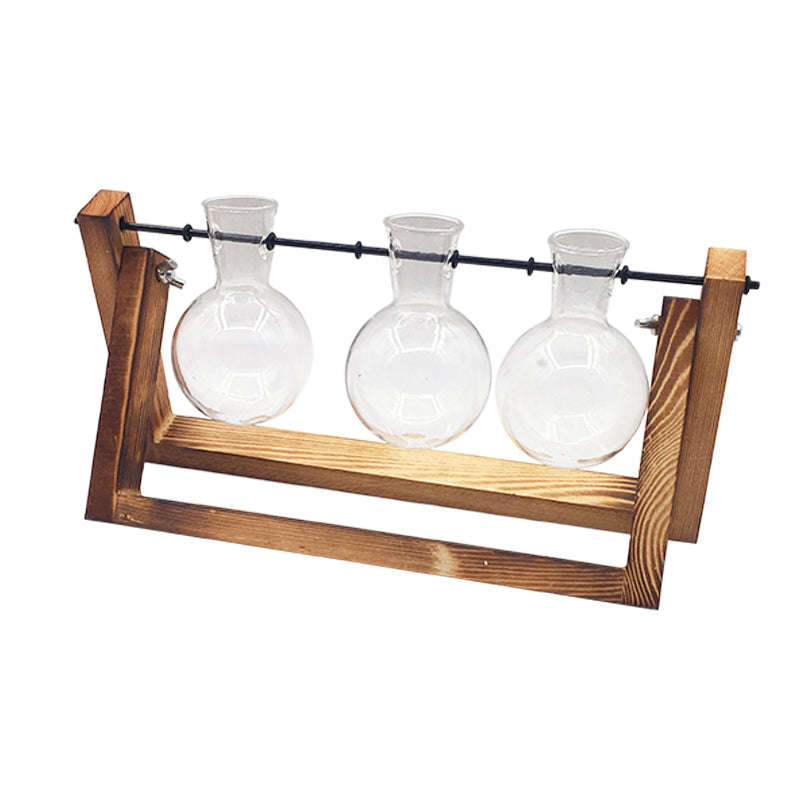 Swing Wooden Stand Hydroponic Plant Container Glass Vase | Orazek UK Ltd